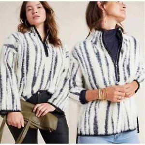 Anthropologie Cindy Eyelash Zebra Stripe Pullover Sz XS Animal Print  Mobwife